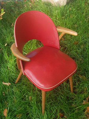 Red 50s Rockabilly Chair with Armrests, 1950s-QDP-1417693