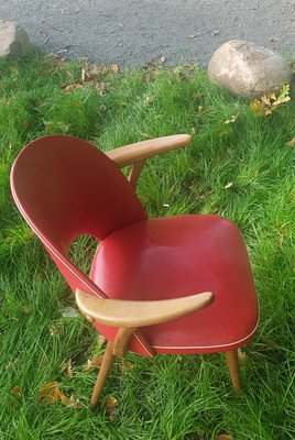 Red 50s Rockabilly Chair with Armrests, 1950s-QDP-1417693