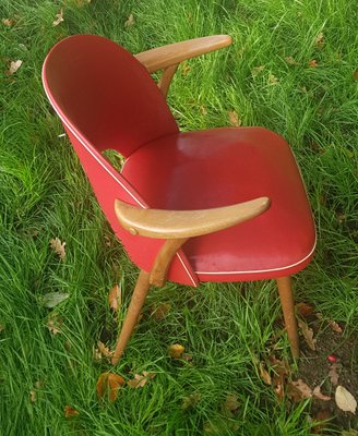 Red 50s Rockabilly Chair with Armrests, 1950s-QDP-1417693