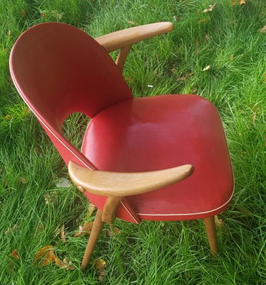 Red 50s Rockabilly Chair with Armrests, 1950s-QDP-1417693