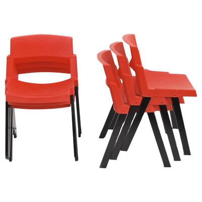 Red and Black City Dining Chairs attributed to Lucci & Orlandini for Lamm, 1980s, Set of 6-CGZ-1794108