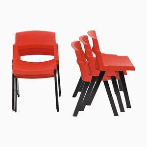 Red and Black City Dining Chairs attributed to Lucci & Orlandini for Lamm, 1980s, Set of 6-CGZ-1794108