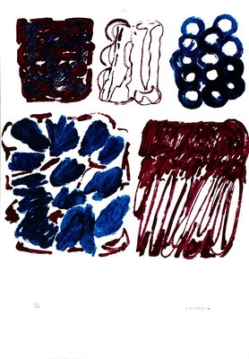 Red and Blue - Original Lithograph by P. Consagra - 1970 1970-ZCI-760909