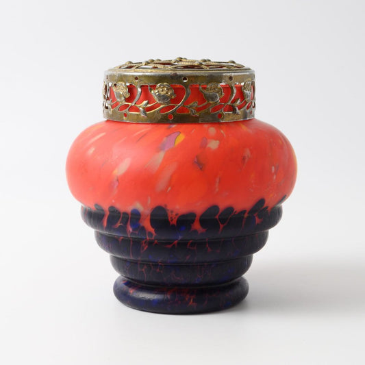 Red and Blue Spatter Glass Vase from Anton Ruckl, 1920s