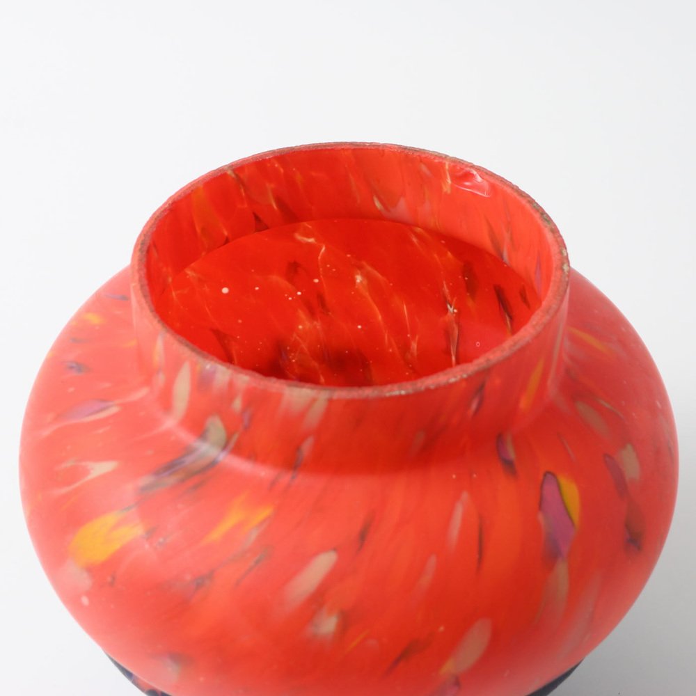 Red and Blue Spatter Glass Vase from Anton Ruckl, 1920s