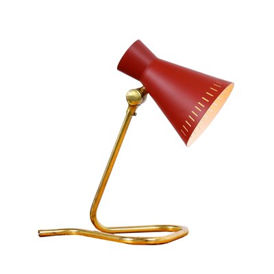 Red and Brass Diabolo Table Light by Asea, 1950s-XT-1362357