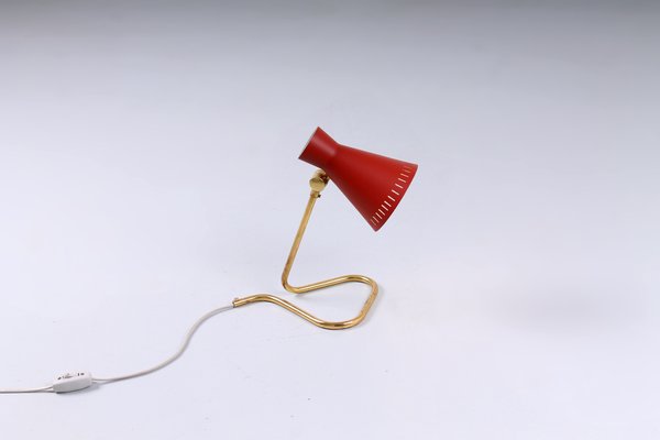 Red and Brass Diabolo Table Light by Asea, 1950s-XT-1362357