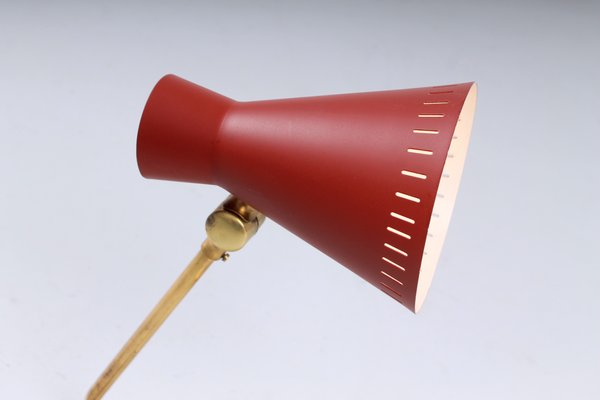 Red and Brass Diabolo Table Light by Asea, 1950s-XT-1362357