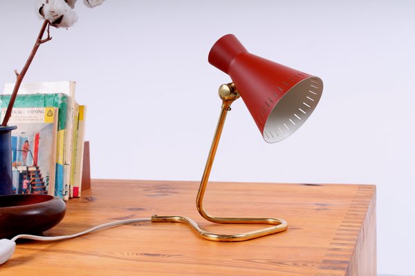 Red and Brass Diabolo Table Light by Asea, 1950s-XT-1362357