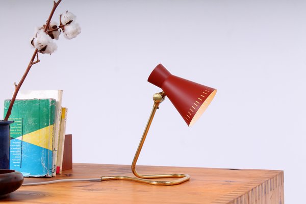 Red and Brass Diabolo Table Light by Asea, 1950s-XT-1362357