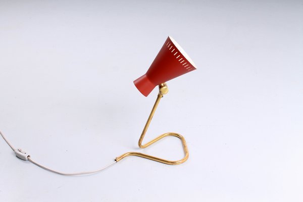 Red and Brass Diabolo Table Light by Asea, 1950s-XT-1362357