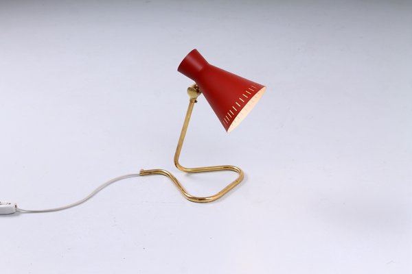 Red and Brass Diabolo Table Light by Asea, 1950s-XT-1362357