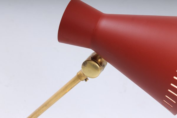 Red and Brass Diabolo Table Light by Asea, 1950s-XT-1362357