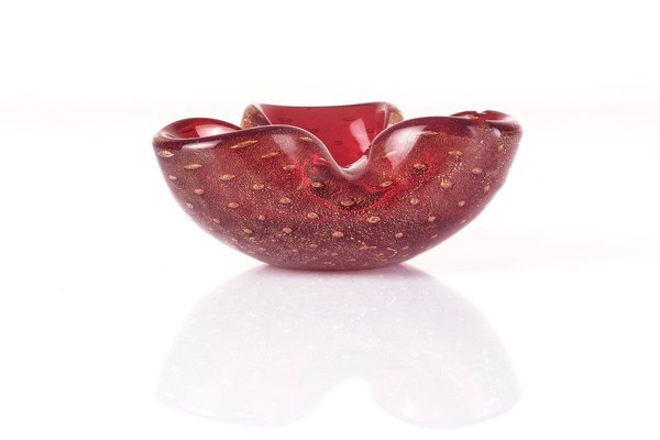 Red and Gold Bowl in Sommerso Murano Glass by Seguso, 1960s-LBS-1338393