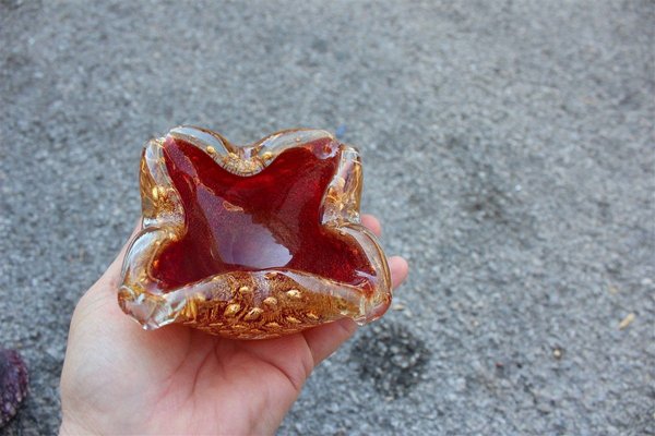 Red and Gold Murano Glass Bowl from Seguso, 1960s-EH-627504