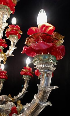 Red and Gold Murano Glass Chandelier, 1980s-MBH-1031809