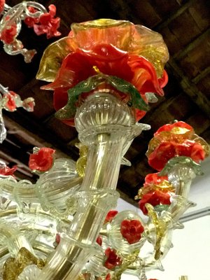 Red and Gold Murano Glass Chandelier, 1980s-MBH-1032568