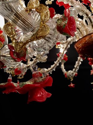 Red and Gold Murano Glass Chandelier, 1980s-MBH-1031616