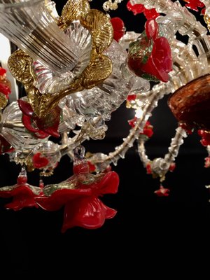 Red and Gold Murano Glass Chandelier, 1980s-MBH-1032568