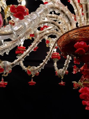 Red and Gold Murano Glass Chandelier, 1980s-MBH-1031616