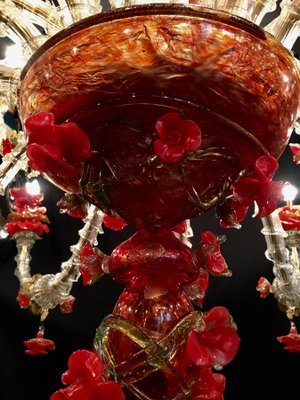 Red and Gold Murano Glass Chandelier, 1980s-MBH-1031616