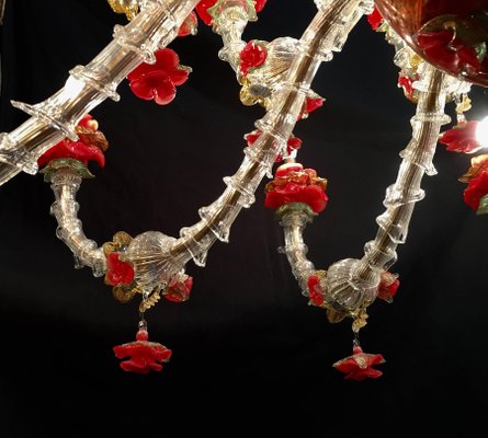 Red and Gold Murano Glass Chandelier, 1980s-MBH-1031616