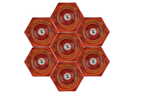 Red and Orange Ceramic Wall Lights, Germany, 1970s-UGR-1383218