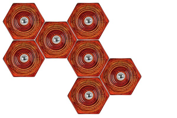 Red and Orange Ceramic Wall Lights, Germany, 1970s-UGR-1383218