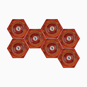 Red and Orange Ceramic Wall Lights, Germany, 1970s-UGR-1383218