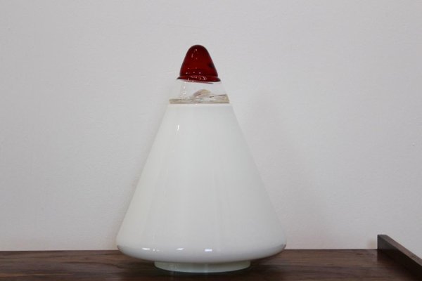 Red and White Opalescent Glass Cone Lamp by Giusto Toso for Leucos, 1930s-MO-675328