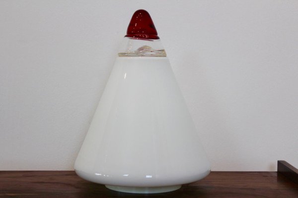 Red and White Opalescent Glass Cone Lamp by Giusto Toso for Leucos, 1930s-MO-675328