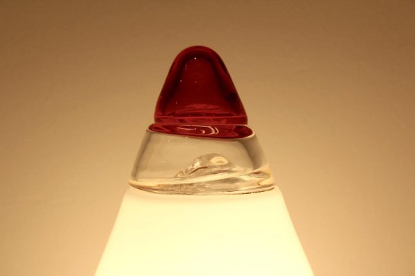 Red and White Opalescent Glass Cone Lamp by Giusto Toso for Leucos, 1930s-MO-675328