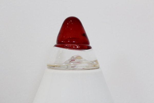 Red and White Opalescent Glass Cone Lamp by Giusto Toso for Leucos, 1930s-MO-675328