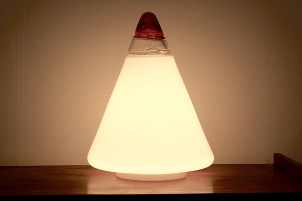 Red and White Opalescent Glass Cone Lamp by Giusto Toso for Leucos, 1930s-MO-675328