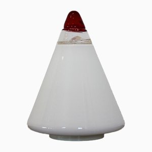 Red and White Opalescent Glass Cone Lamp by Giusto Toso for Leucos, 1930s-MO-675328