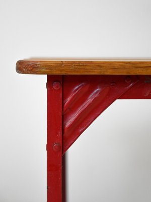 Red and Wood Metal Stools, 1960s, Set of 2-QWP-1738818