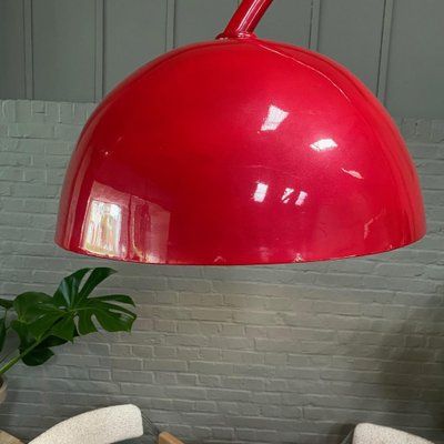 Red Arc Floor Lamp with Oval Tulip Base, 1970s-OLQ-1821721