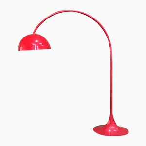 Red Arc Floor Lamp with Oval Tulip Base, 1970s-OLQ-1821721