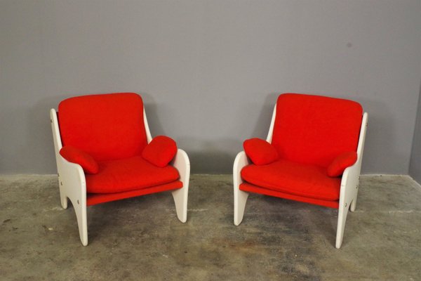 Red Armchairs, 1970, Set of 2-KNM-1374868