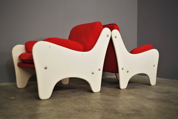 Red Armchairs, 1970, Set of 2-KNM-1374868