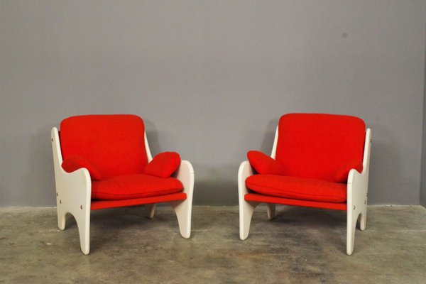 Red Armchairs, 1970, Set of 2-KNM-1374868