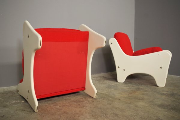 Red Armchairs, 1970, Set of 2-KNM-1374868