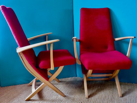 Red Armchairs, Denmark, 1955, Set of 2-AC-1377234