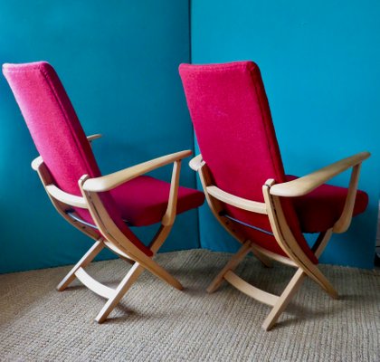 Red Armchairs, Denmark, 1955, Set of 2-AC-1377234