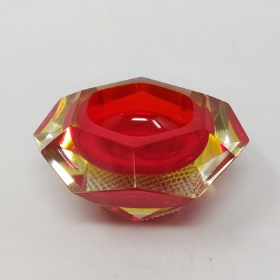 Red Ashtray or Vide Poche by Flavio Poli for Seguso, 1960s-QGR-782765