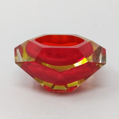 Red Ashtray or Vide Poche by Flavio Poli for Seguso, 1960s-QGR-782765