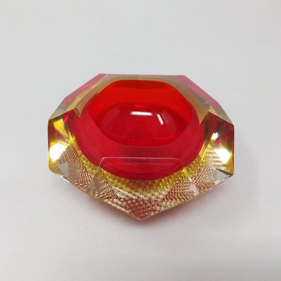 Red Ashtray or Vide Poche by Flavio Poli for Seguso, 1960s-QGR-782765