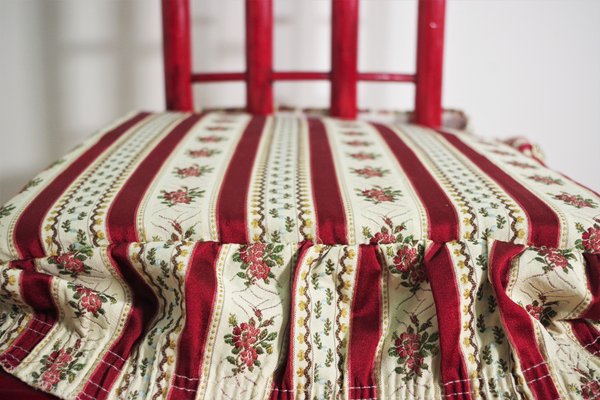 Red Bamboo Table & Chairs by Arturo Pozzoli, 1980s, Set of 7-KNM-1231129