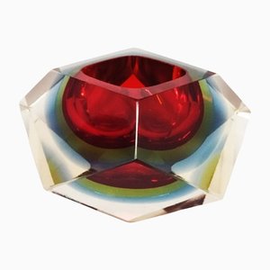 Red & Blue Ashtray by Flavio Poli for Seguso, Italy, 1960s-QGR-1152515