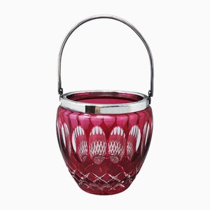 Red Bohemian Cut Crystal Glass Ice Bucket, Italy, 1960s-QGR-1792223